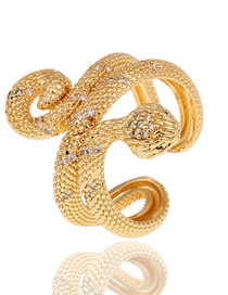 Fashion Gold Copper Gold Plated Snake Open Ring