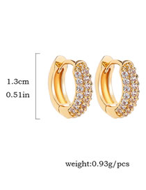 Fashion 1.3cm Gold A7-4-4-6 Brass Diamond Round Earrings