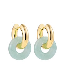 Fashion Light Green Stainless Steel Geometric Earrings