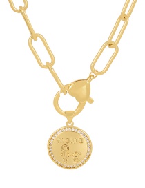 Fashion Gold-2 Bronze Zirconium Alphabet Mama Lobster Buckle Necklace