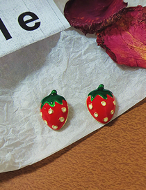 Fashion Red Alloy Geometric Strawberry Stud Earrings