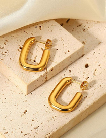 Fashion Gold Titanium Steel Gold Plated U-shaped Earrings