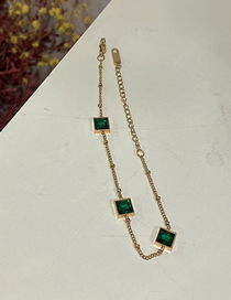 Fashion Gold Titanium Emerald Geometric Bracelet