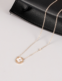 Fashion Rose Gold Titanium Diamond Flower Necklace