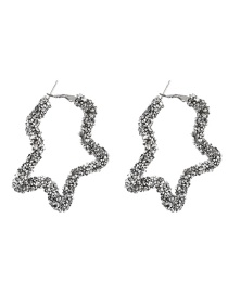 Fashion Silver Alloy Diamond Geometric Earrings