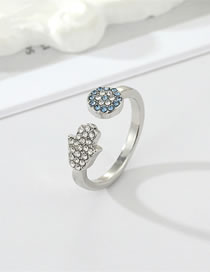Fashion Silver Eye Hand Ring Alloy Diamond Palm Open Ring