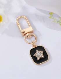 Fashion 8 Black Drop Oil Spot Diamond Stars Alloy Diamond Star Drip Oil Square Keychain