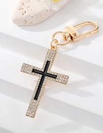 Fashion 6 Diamond-encrusted Oil Black Cross Alloy Diamond Drip Oil Cross Keychain
