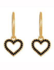 Fashion Black Titanium Zircon Heart Pendant Earrings