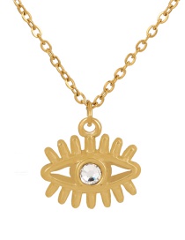 Fashion Gold-3 Titanium Steel Zircon Eye Pendant Necklace