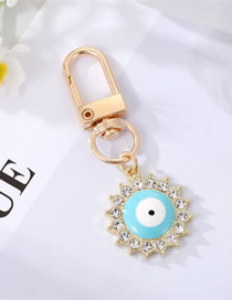 Fashion 9 Lake Blue Drop Oil Round Eye Drill Alloy Diamond Drop Oil Eye Keychain