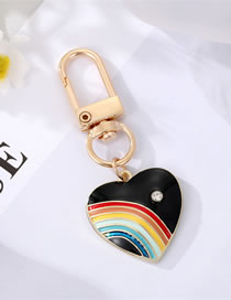 Fashion Black Love Rainbow Alloy Drip Oil Love Keychain
