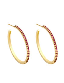Fashion Circle - Rose Red Bronze Zirconium Hoop Stud Earrings