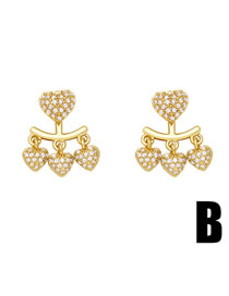 Fashion B Brass Diamond Heart Tassel Earrings