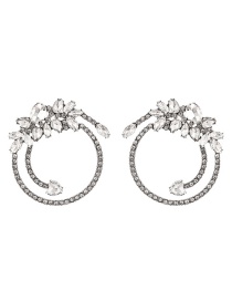 Fashion White Alloy Diamond Water Drop Geometric Stud Earrings