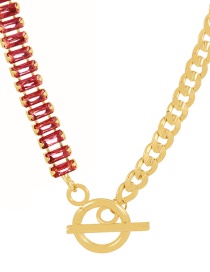 Fashion Red Copper Inlaid Zirconium Stitching Chain Ot Buckle Necklace