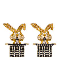 Fashion Gold Alloy Diamond Rabbit Stud Earrings