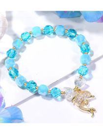 Fashion Blue Geometric Transfer Beaded Dolphin Bracelet