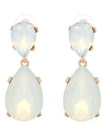 Fashion Beige Alloy Diamond Drop Earrings