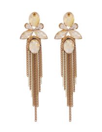 Fashion Gold Color Alloy Diamond Geometric Tassel Drop Earrings