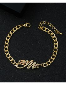Fashion Mama Copper Gold Plated Zirconium Letter Mama Bracelet