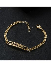 Fashion Love Copper Gold Plated Zirconium Love Bracelet