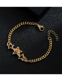 Fashion Star Brass Gold Plated Zirconium Star Heart Bracelet