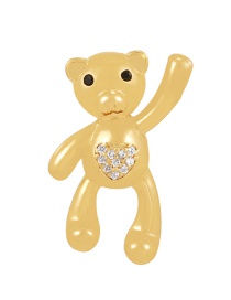 Fashion White-2 Bronze Zircon Bear Heart Pendant Accessories