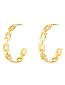Fashion Gold Color Titanium Steel Geometric Chain C-hoop Earrings