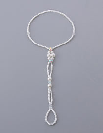 Fashion White Pearl Beaded Geometric Anklet