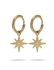 Fashion Gold Color Stainless Steel Diamond Snowflake Earrings