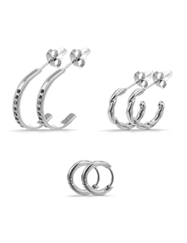 Fashion Steel Color Stainless Steel Geometric C-shaped Earrings Set