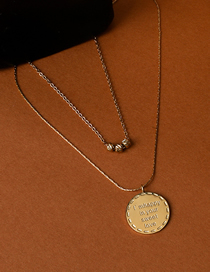 Fashion Gold Color Titanium Alphabet Round Bead Double Layer Necklace