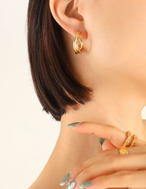 Fashion Gold Earrings Titanium Cutout C-shaped Geometric Earrings