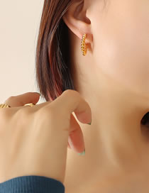 Fashion Gold Earrings Titanium Gold Plated Threaded C-shaped Stud Earrings