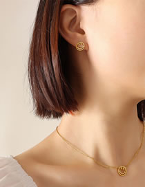 Fashion Gold Stud Earrings Titanium Steel Geometric Smiley Stud Earrings