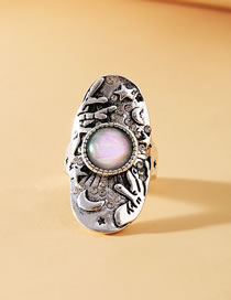 Fashion Silver Alloy Geometric Engraved Planet Ring