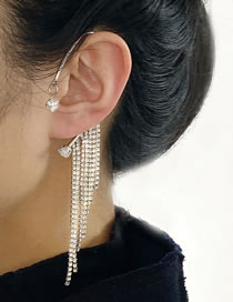 Fashion 16# Geometric Diamond Claw Chain Tassel Earrings