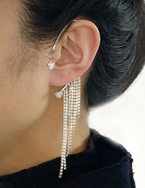 Fashion 5531101 Left Geometric Diamond Claw Chain Tassel Earrings