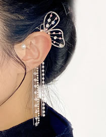Fashion 5537201 Geometric Diamond Butterfly Tassel Earrings