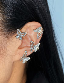 Fashion 5552201 Left Geometric Diamond Butterfly Earrings