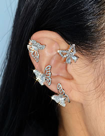 Fashion 5552202 Right Geometric Diamond Butterfly Earrings