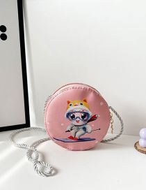 Fashion Pink Pu Cartoon Round Messenger Bag