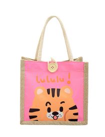 Fashion Pink Cotton Tiger Print Large Capacity Handbag