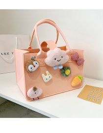 Fashion Pink Acrylic Cartoon Felt Large Capacity Tote Bag