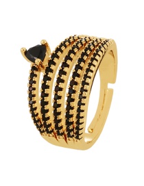 Fashion Black Copper Set Zircon Geometric Ring