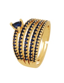 Fashion Navy Blue Copper Set Zircon Geometric Ring