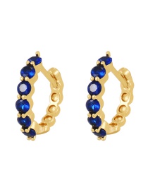 Fashion Navy Blue Copper Set Zircon Geometric Earrings