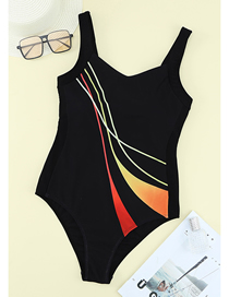 Fashion Black Polyester Triangle One Piece Swimsuit