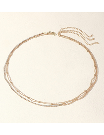 Fashion Gold Color Alloy Diamond Geometric Chain Double Layer Necklace